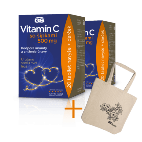 GS Vitamín C 500 so šípkami, 2× 120 tabliet, darčekové balenie 2022