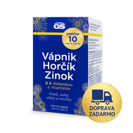 GS Vápnik, Horčík, Zinok, 130 + 10 tabliet, darčekové balenie 2025