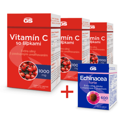 GS Vitamín C 1000 so šípkami, 3 x 120 tabliet