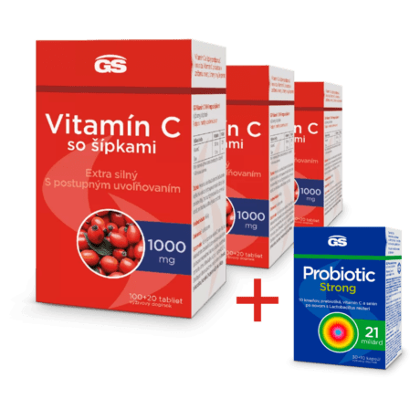 GS Vitamín C 1000 so šípkami, 3 x 120 tabliet