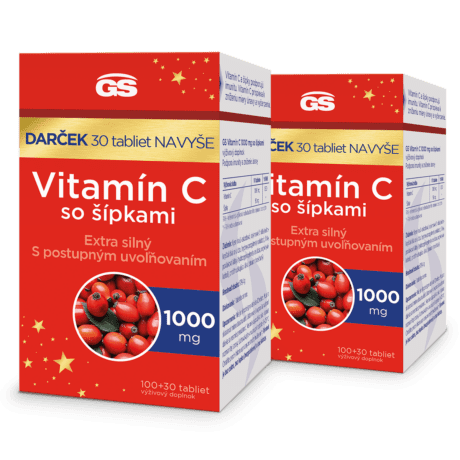 GS Vitamín C 1000 so šípkami, 2×130 tabliet, darčekové balenie 2023