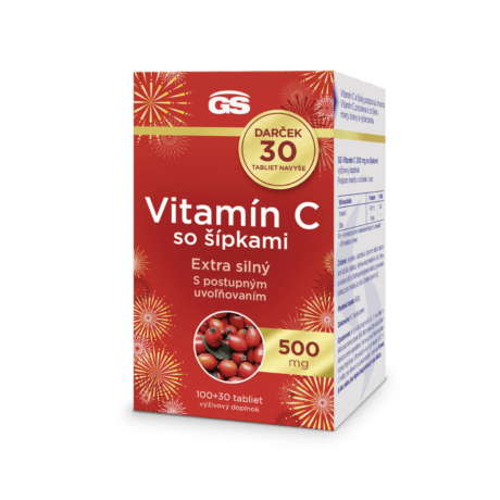 GS Vitamín C 500 so šípkami, 100 + 30 tabliet, darčekové balenie 2025