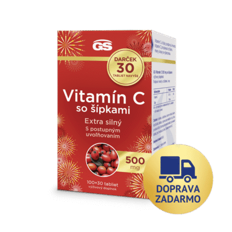 GS Vitamín C 500 so šípkami, 100 + 30 tabliet, darčekové balenie 2025