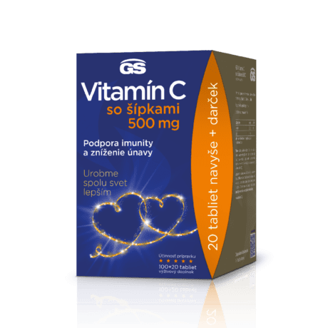 GS Vitamín C 500 so šípkami, 100 + 20 tabliet, darčekové balenie 2022