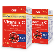 GS Vitamín C 500 so šípkami, 2×130 tabliet, darčekové balenie 2023