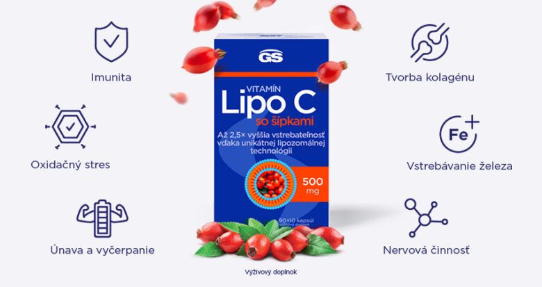 GS Vitamín C 500 so šípkami podporuje imunitu, tvorbu kolagénu, pomáha chrániť bunky pred oxidačným stresom.
