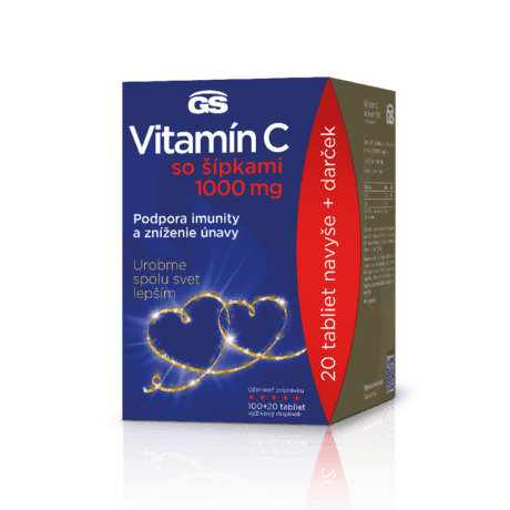 GS Vitamín C 1000 so šípkami, 100 + 20 tabliet, darčekové balenie 2022