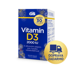 GS Vitamín D3 2000 IU, 90 + 30 kapsúl, darčekové balenie 2026