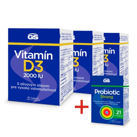 GS Vitamín D3 2000 IU, 3× 90 kapsúl