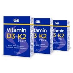 GS Vitamín D3 + Vitamín K2, 3× 30 tabliet