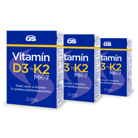 GS Vitamín D3 + Vitamín K2, 3× 30 tabliet