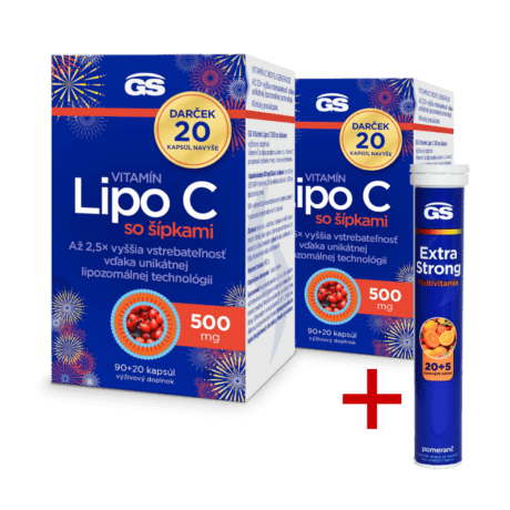 GS Vitamín Lipo C 500 so šípkami, 2× 110 kapsúl, darčekové balenie 2025