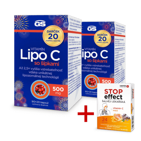 GS Vitamín Lipo C 500 so šípkami, 2× 110 kapsúl, darčekové balenie 2025