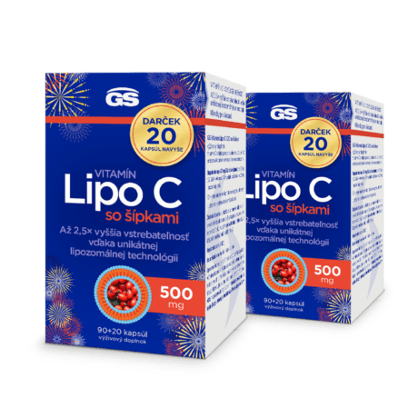 GS Vitamín Lipo C 500 so šípkami, 2×110 kapsúl, darčekové balenie 2026