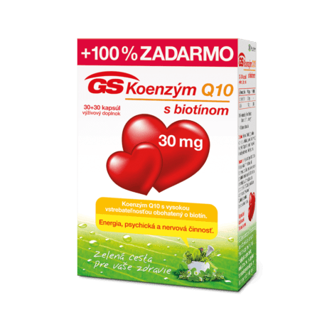 GS Koenzým Q10 s biotínom, 30mg, 30 + 30 kapsúl