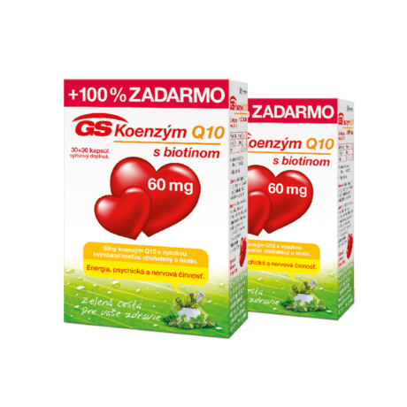 GS Koenzým Q10 s biotínom, 60mg, 2 x 60 kapsúl