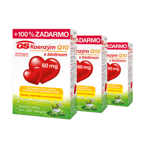 GS Koenzým Q10 s biotínom, 60mg, 3 x 60 kapsúl