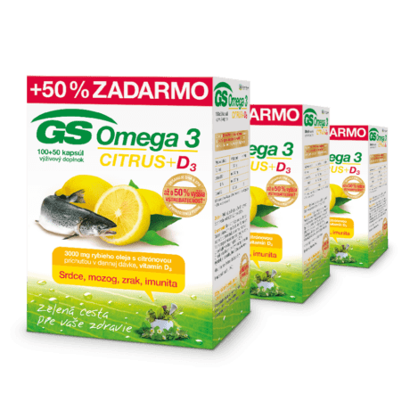 GS Omega 3 CITRUS + D3, 3 x 150 kapsúl