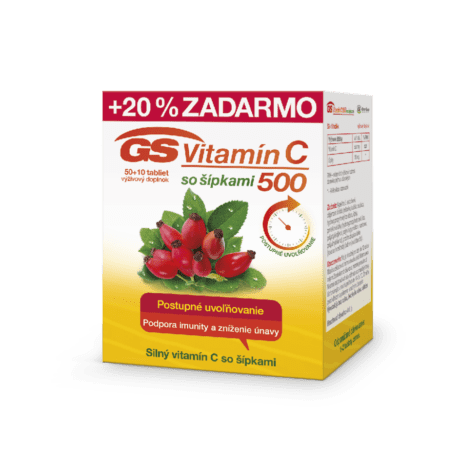 GS Vitamín C 500 so šípkami, 50 + 10 tabliet