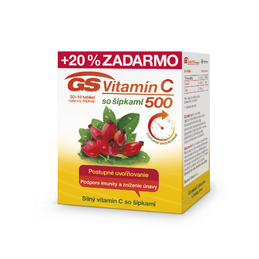 GS Vitamín C 500 so šípkami, 50 + 10 tabliet