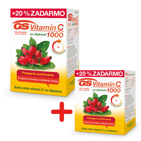 GS Vitamín C 1000 so šípkami, 120 + 60 tabliet