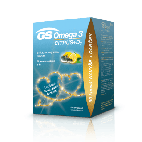 GS Omega 3 CITRUS + D3, 100 + 50 kapsúl - darček 2020