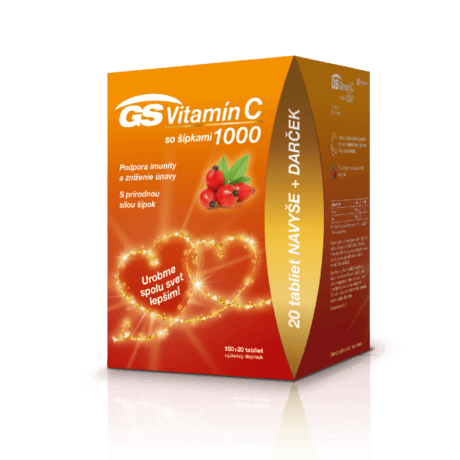 GS Vitamín C 1000 so šípkami, 100 + 20 tabliet - darček 2020