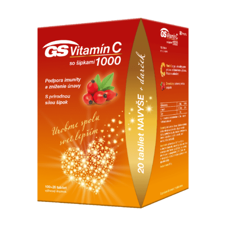 GS Vitamín C 1000 so šípkami, 100 + 20 tabliet, darčekové balenie 2021