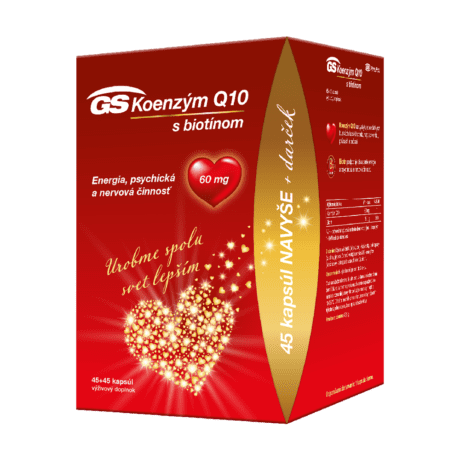 GS Koenzým Q10 s biotínom, 60 mg, 45 + 45 kapsúl, darčekové balenie 2021