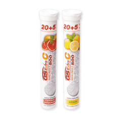 GS Extra C 500 šumivý - citrón, 25 tabliet + GS Extra C 500 šumivý - červený pomaranč, 25 tabliet