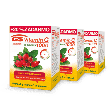 GS Vitamín C 1000 so šípkami, 3 x 120 tabliet