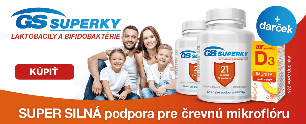 Dvojbalenie GS Superky laktobacily a bifidobakterie, 160 kapsúl + darček GS Vitamín D3 kvapky (banner mobil)