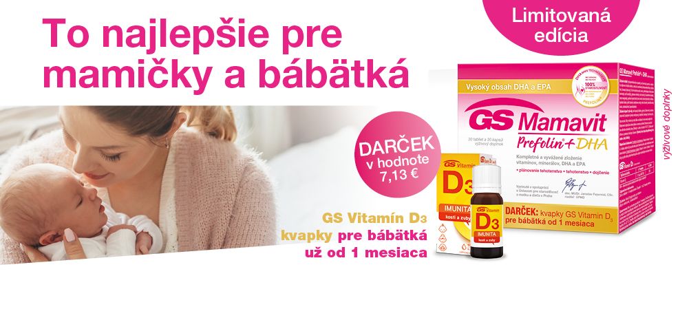 banner - tehotenské vitamíny GS Mamavit Prefolin s pribaleným darčekom GS Vitamín D3 400IU