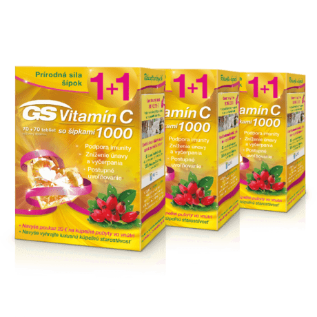 GS Vitamín C 1000 + šípky, 3x140 tabliet (420 ks) darček 2018