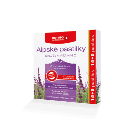 Cemio Alpské pastilky ŠALVIA A VITAMÍN C, 15 + 5 pastiliek